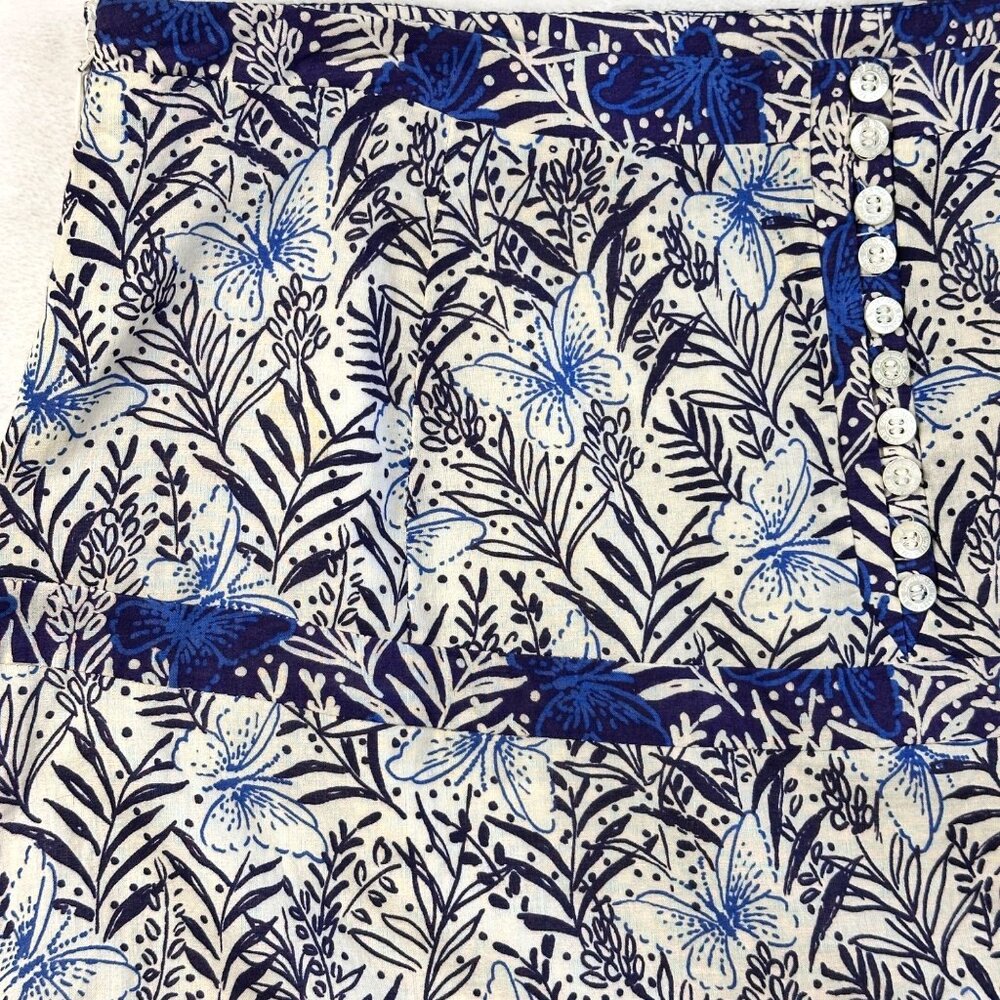 KAREN MILLEN Skirt Blue Floral Tiered Fit & Flare Sz 6 Feminine Butterfly Boho - Picture 14 of 14